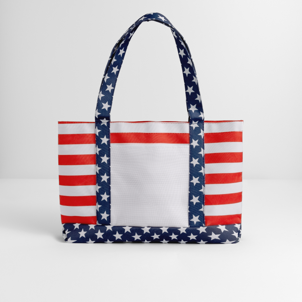 Customizable Americana Tote Bag ADD YOUR OWN PHOTO, IMAGES, DESIGNS, QUOTES AND MORE - red/white/blue 