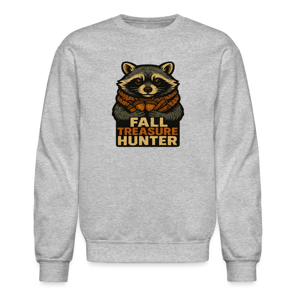 Raccoon Fall Treasure Hunter Crewneck Sweatshirt - heather gray