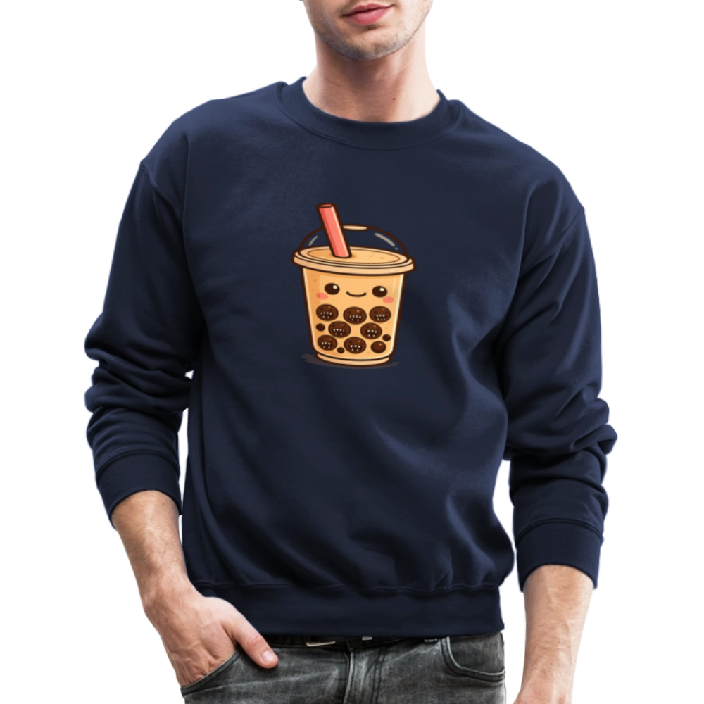 Kawaii Bubble Tea Monster Meme Crewneck Sweatshirt - navy