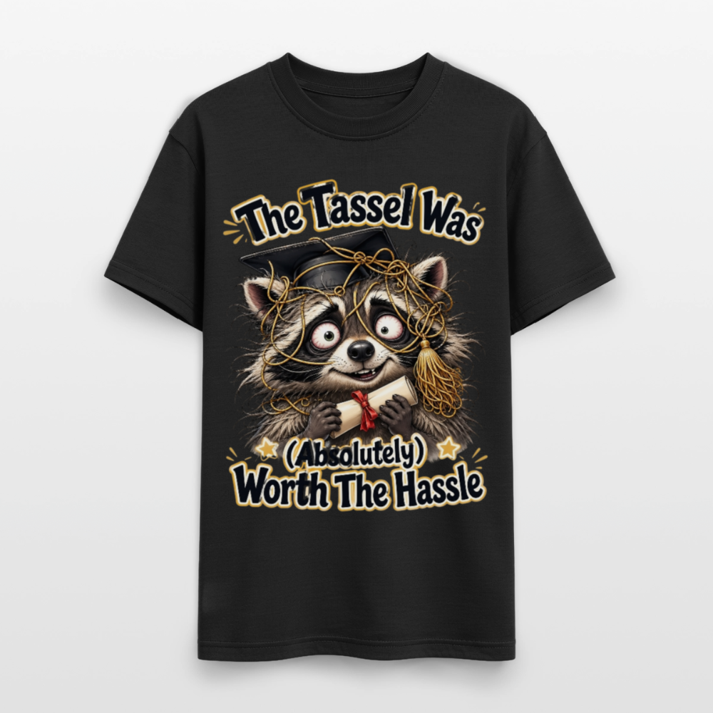 Funny Raccoon Graduation Design, Tassel Worth the Hassle Graduate Gift, Cute Animal Commencement Humor for Seniors & Students Gildan Ultra Cotton Adult T-Shirt - black