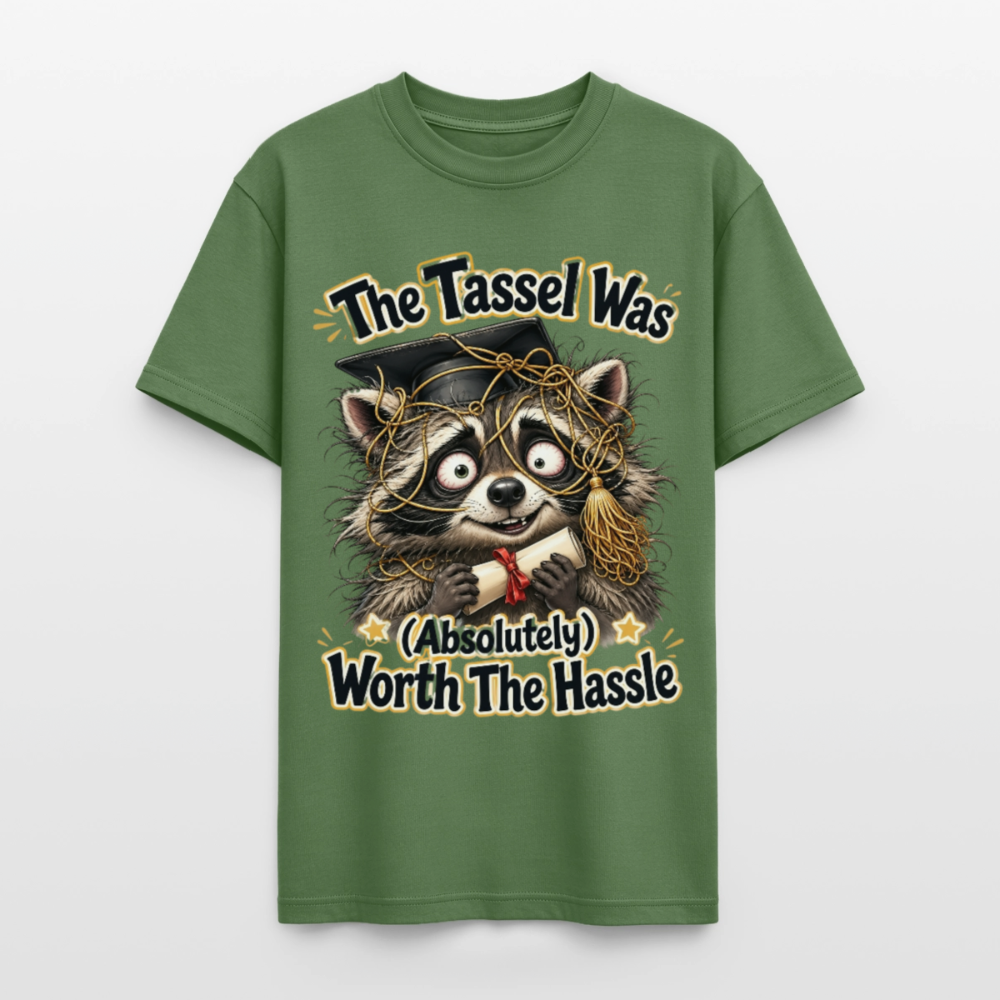 Funny Raccoon Graduation Design, Tassel Worth the Hassle Graduate Gift, Cute Animal Commencement Humor for Seniors & Students Gildan Ultra Cotton Adult T-Shirt - military green
