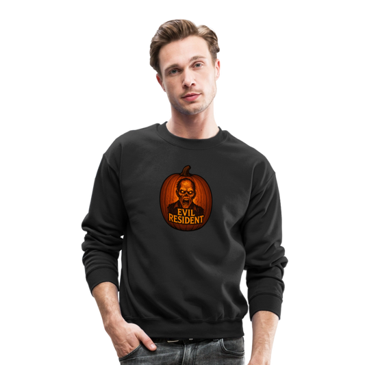 Evil Resident Zombie Pumpkin Halloween Art Crewneck Sweatshirt - black