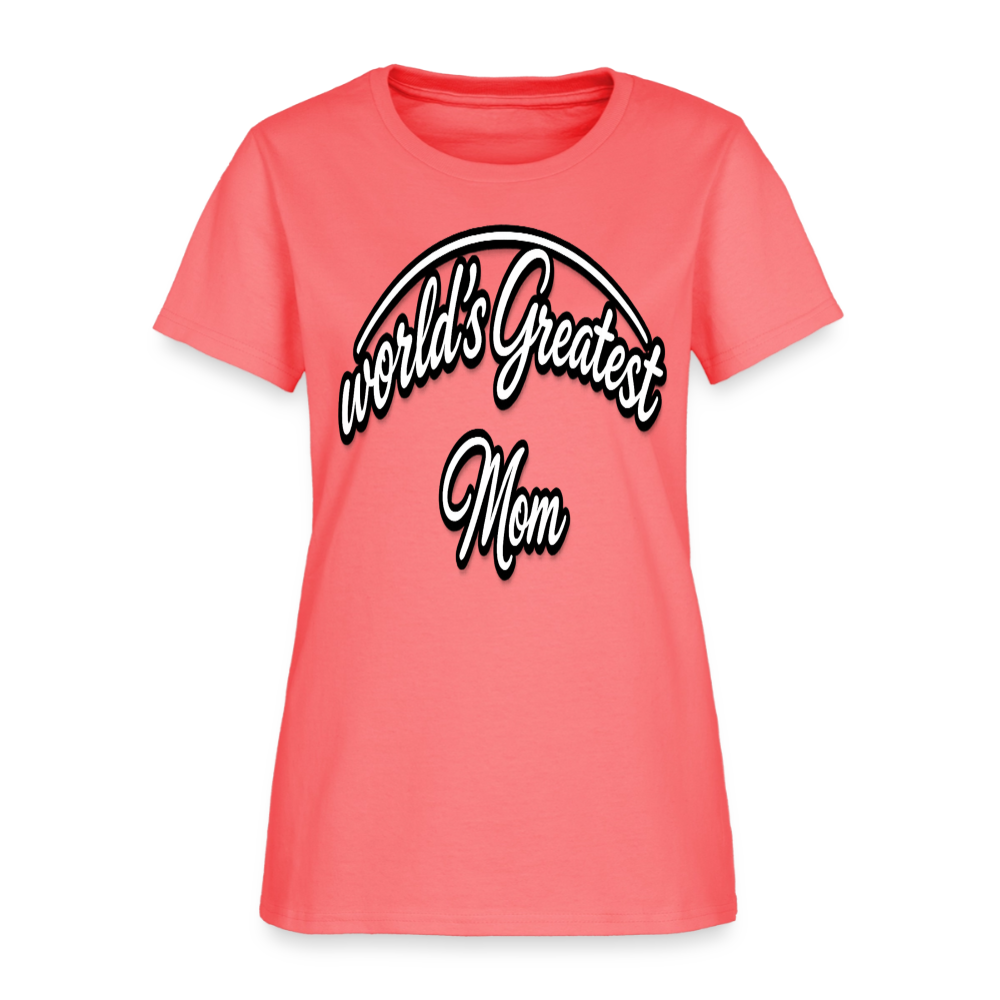 World's Greatest Mom Script Quote Women's T-Shirt - coral