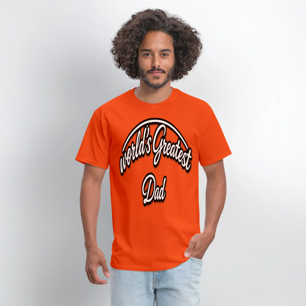 Dad Appreciation T Shirt: Worlds Greatest Dad Script - orange