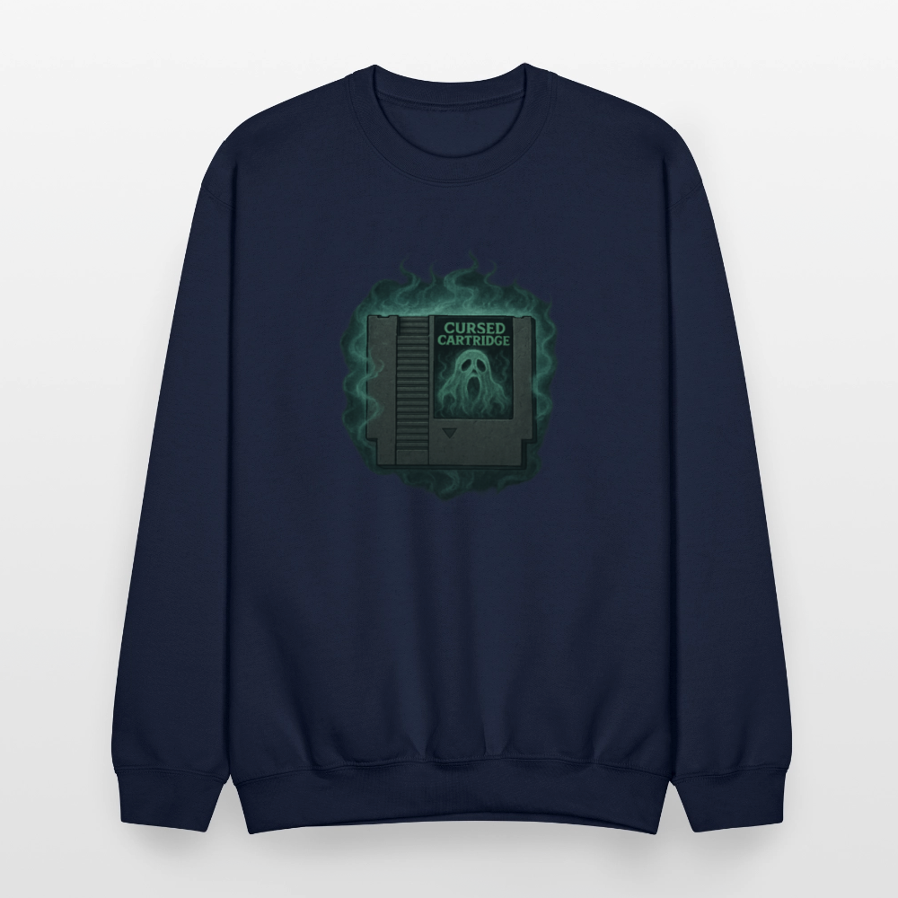 Haunted Retro Gamer Cursed Cartridge Crewneck Sweatshirt - navy