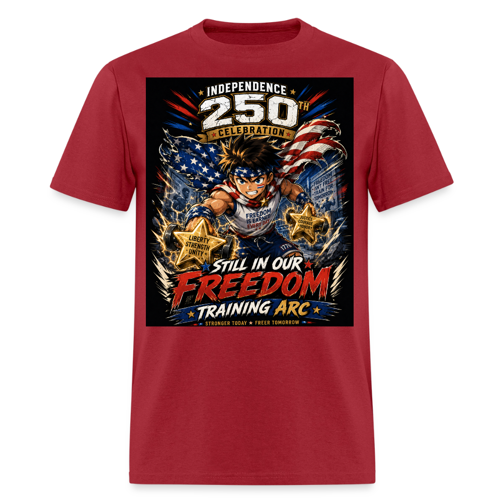 Patriotic T Shirt for July 4th Fans: Anime Hero Graphic - dark red
