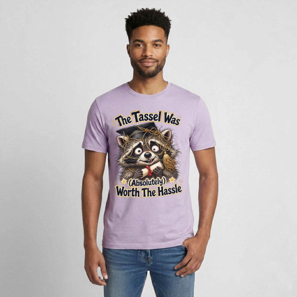 Funny Raccoon Graduation Design, Tassel Worth the Hassle Graduate Gift, Cute Animal Commencement Humor for Seniors & Students Gildan Ultra Cotton Adult T-Shirt - orchid