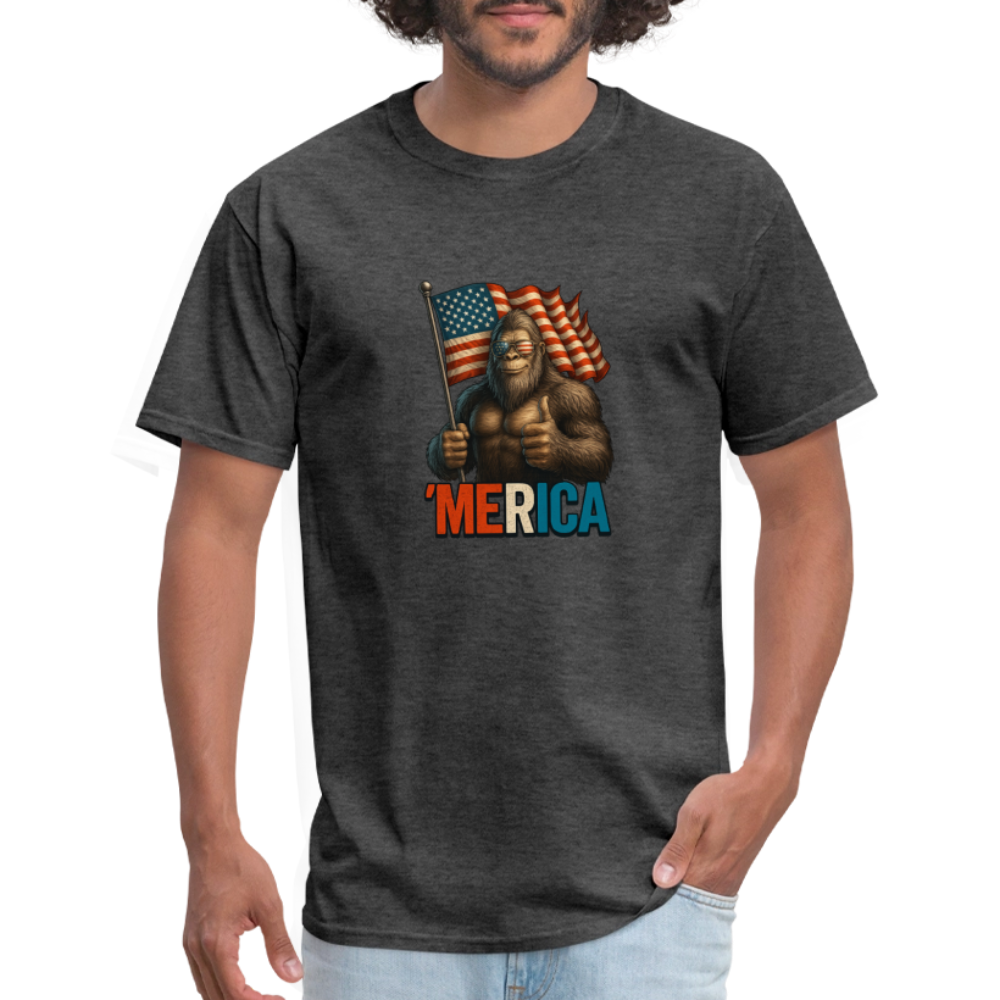 Thumbs Up Merica Big Foot 4th of July Funny and Patriotic Unisex Classic T-Shirt - heather black