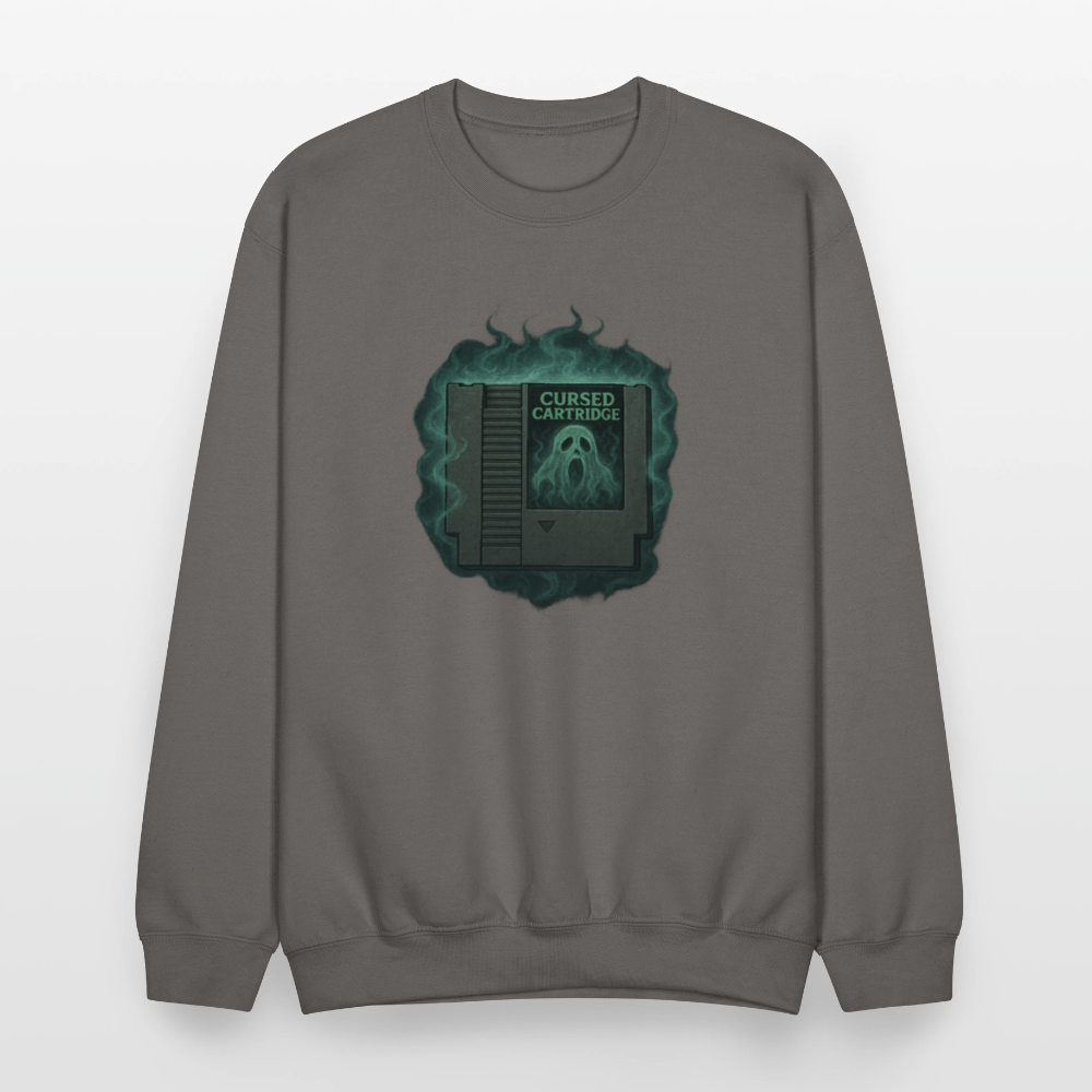 Haunted Retro Gamer Cursed Cartridge Crewneck Sweatshirt - asphalt gray