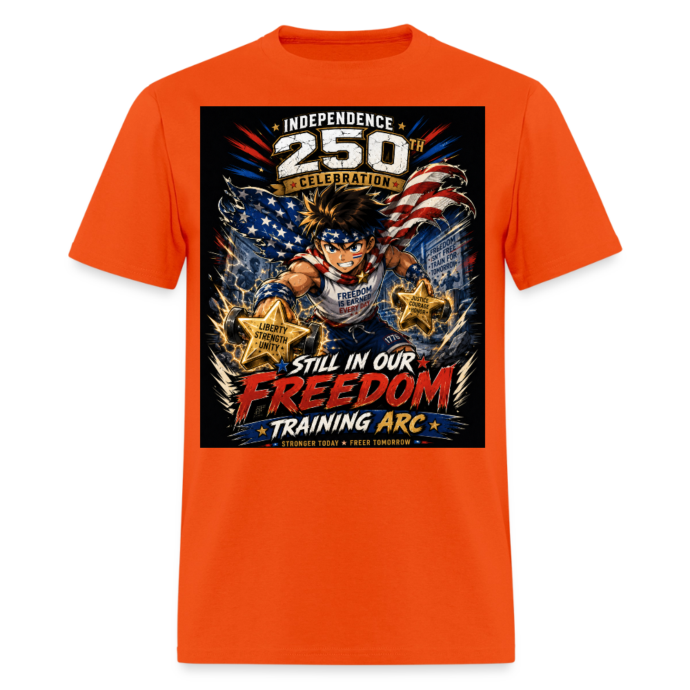 Patriotic T Shirt for July 4th Fans: Anime Hero Graphic - orange