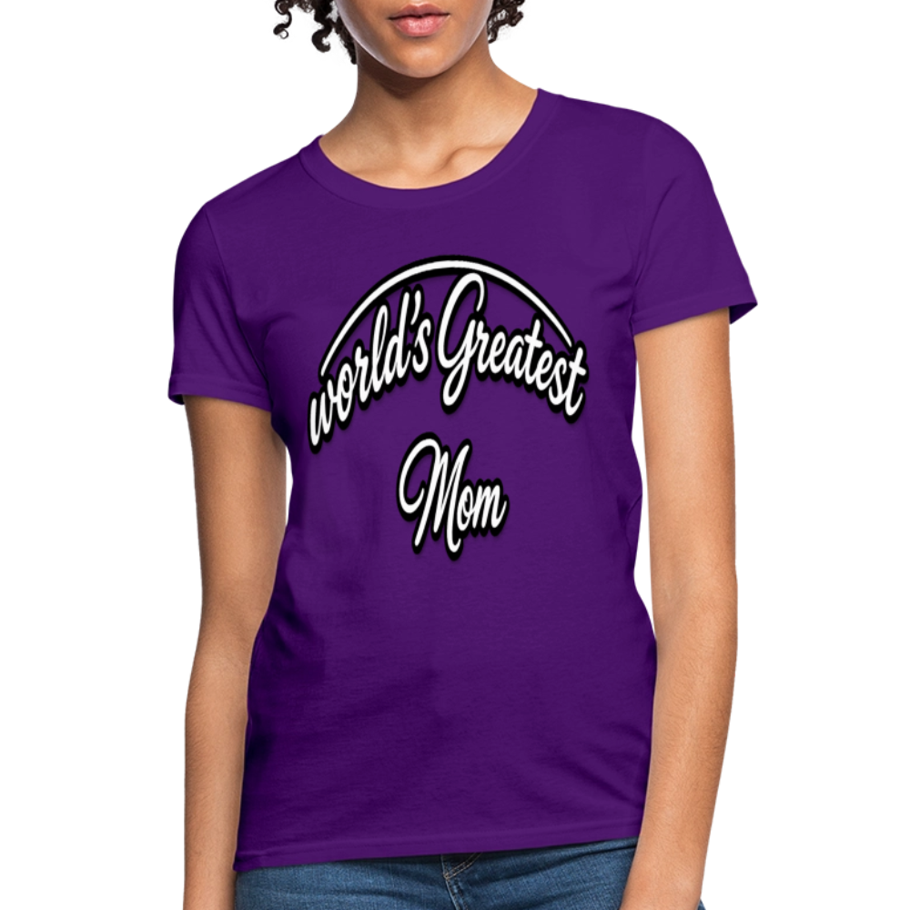World's Greatest Mom Script Quote Women's T-Shirt - purple