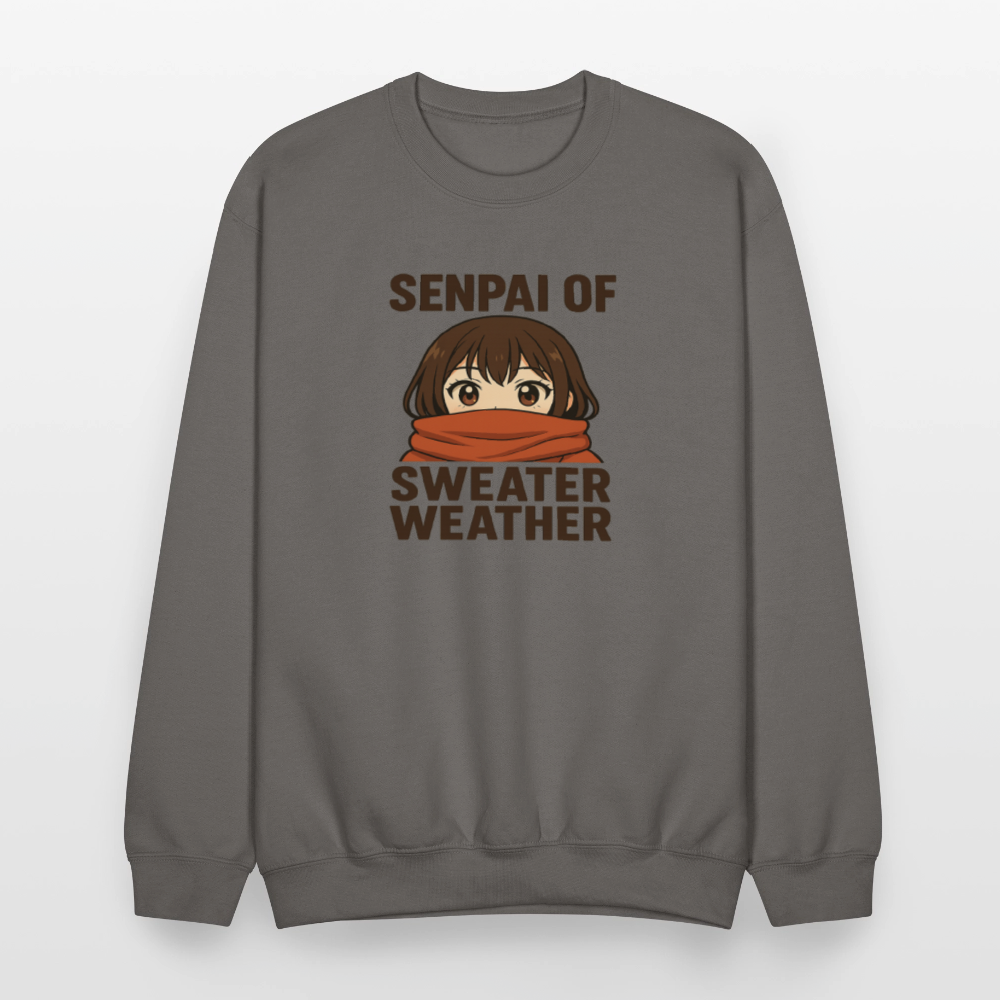 Senpai of Sweater Weather Anime Meme Crewneck Sweatshirt - asphalt gray