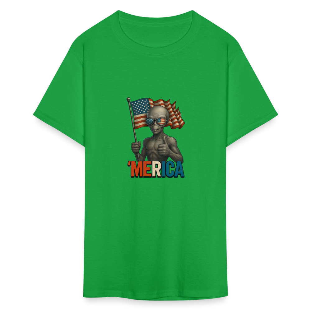 Thumbs Up Merica Alien 4th of July Funny and Patriotic Unisex Classic T-Shirt - bright green