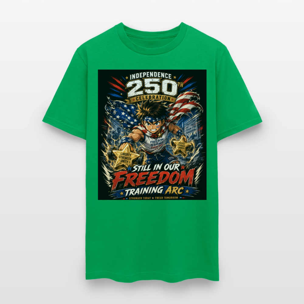 Patriotic T Shirt for July 4th Fans: Anime Hero Graphic - bright green