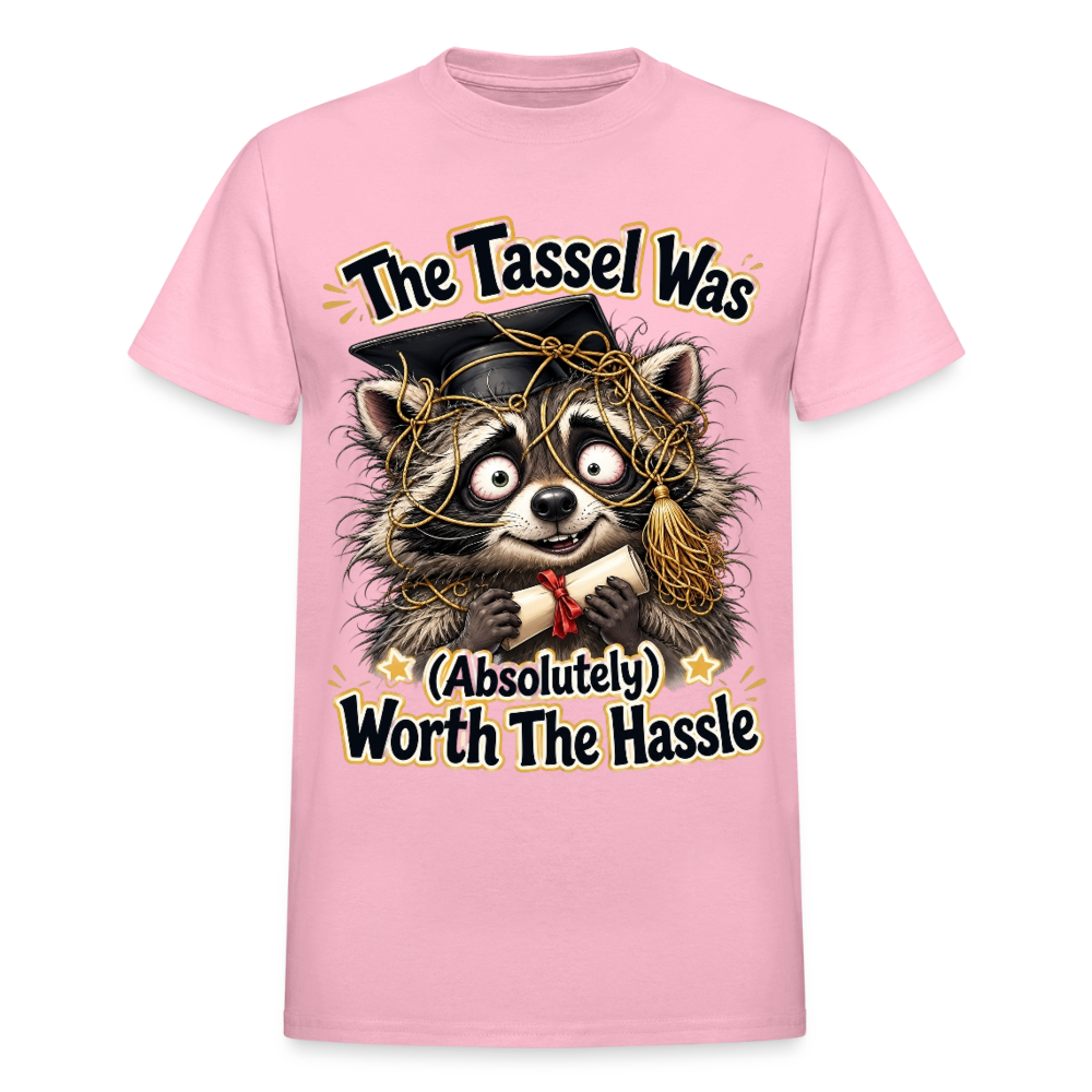 Funny Raccoon Graduation Design, Tassel Worth the Hassle Graduate Gift, Cute Animal Commencement Humor for Seniors & Students Gildan Ultra Cotton Adult T-Shirt - light pink