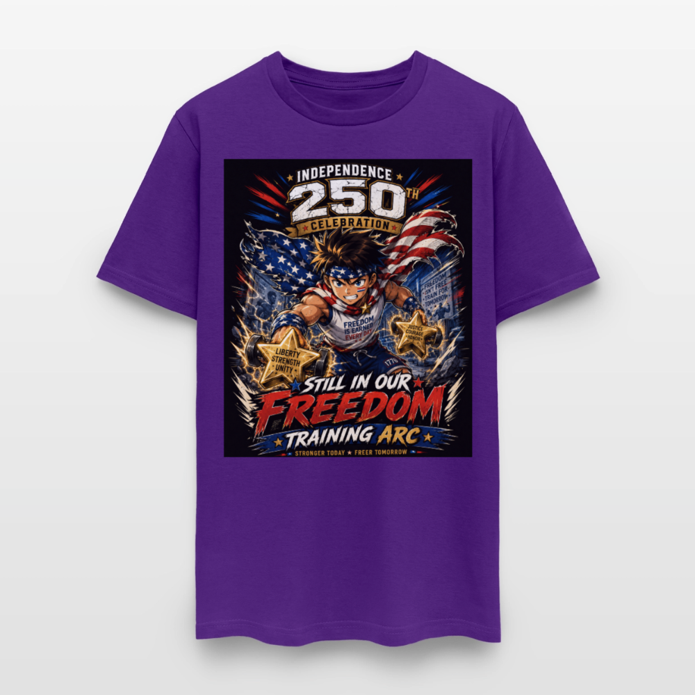 Patriotic T Shirt for July 4th Fans: Anime Hero Graphic - purple