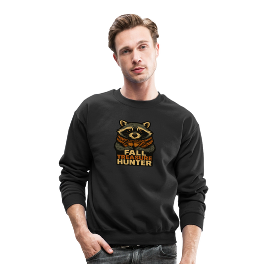 Raccoon Fall Treasure Hunter Crewneck Sweatshirt - black