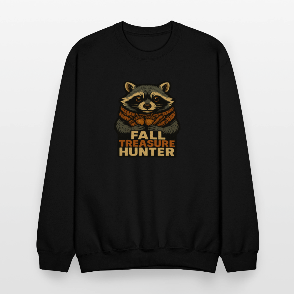 Raccoon Fall Treasure Hunter Crewneck Sweatshirt - black