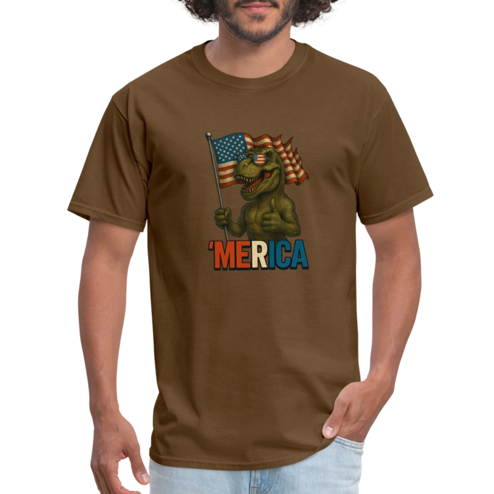 Thumbs Up Merica T Rex 4th of July Funny and Patriotic Unisex Classic T-Shirt - brown