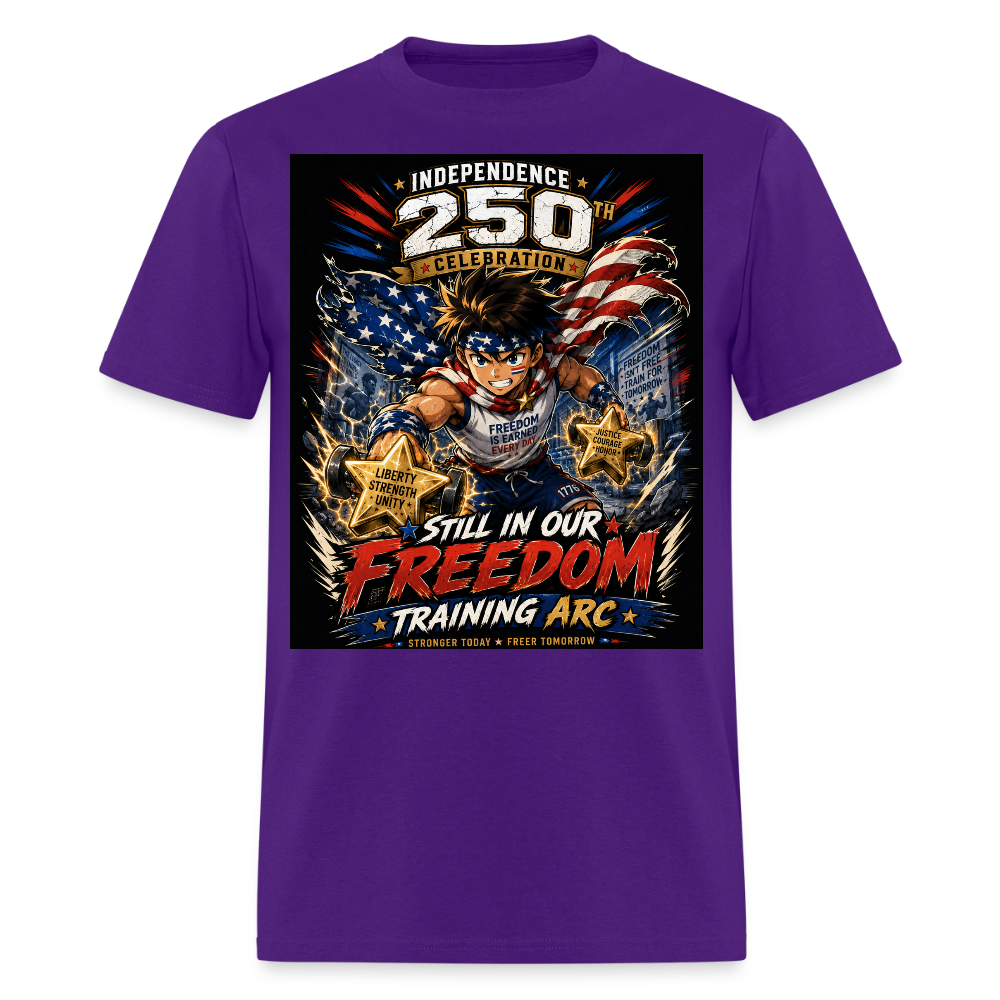 Patriotic T Shirt for July 4th Fans: Anime Hero Graphic - purple