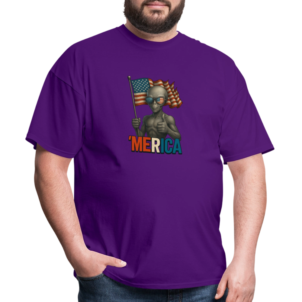 Thumbs Up Merica Alien 4th of July Funny and Patriotic Unisex Classic T-Shirt - purple