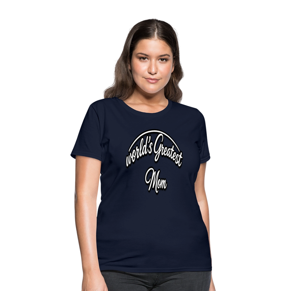 World's Greatest Mom Script Quote Women's T-Shirt - navy