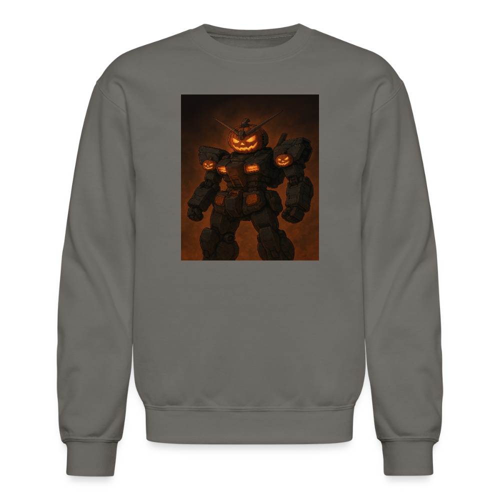 Pumpkin Mech Halloween Robot Crewneck Sweatshirt - asphalt gray