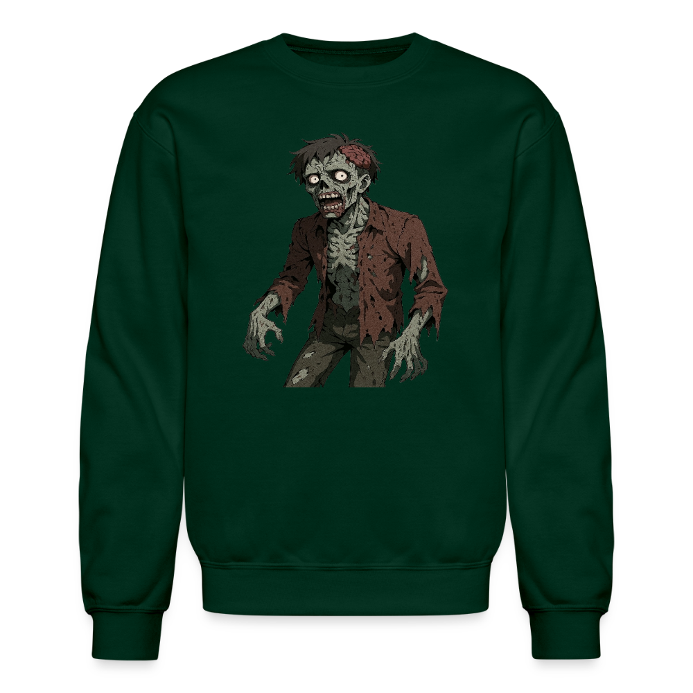 Creepy Zombie Horror Art Crewneck Sweatshirt - forest green