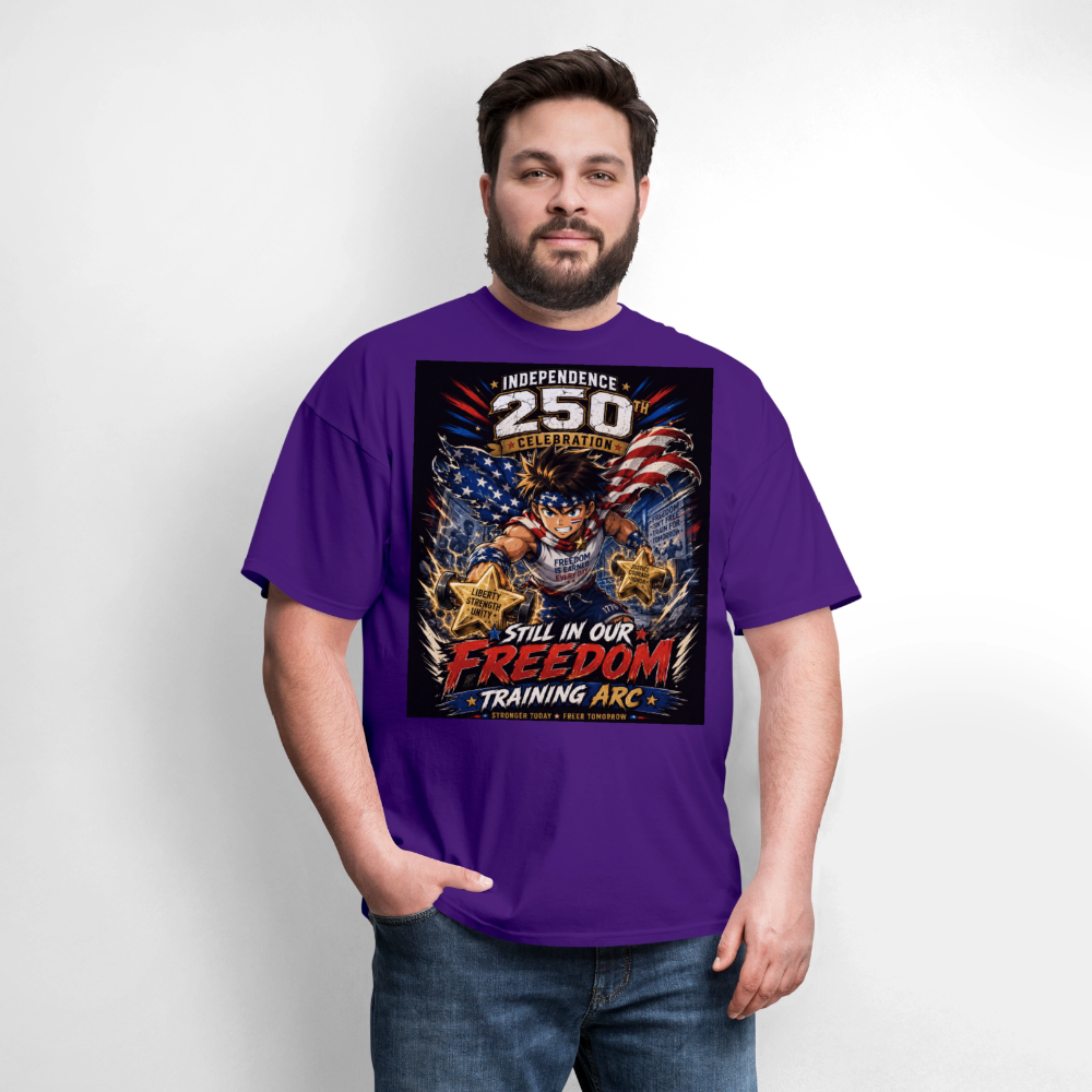 Patriotic T Shirt for July 4th Fans: Anime Hero Graphic - purple