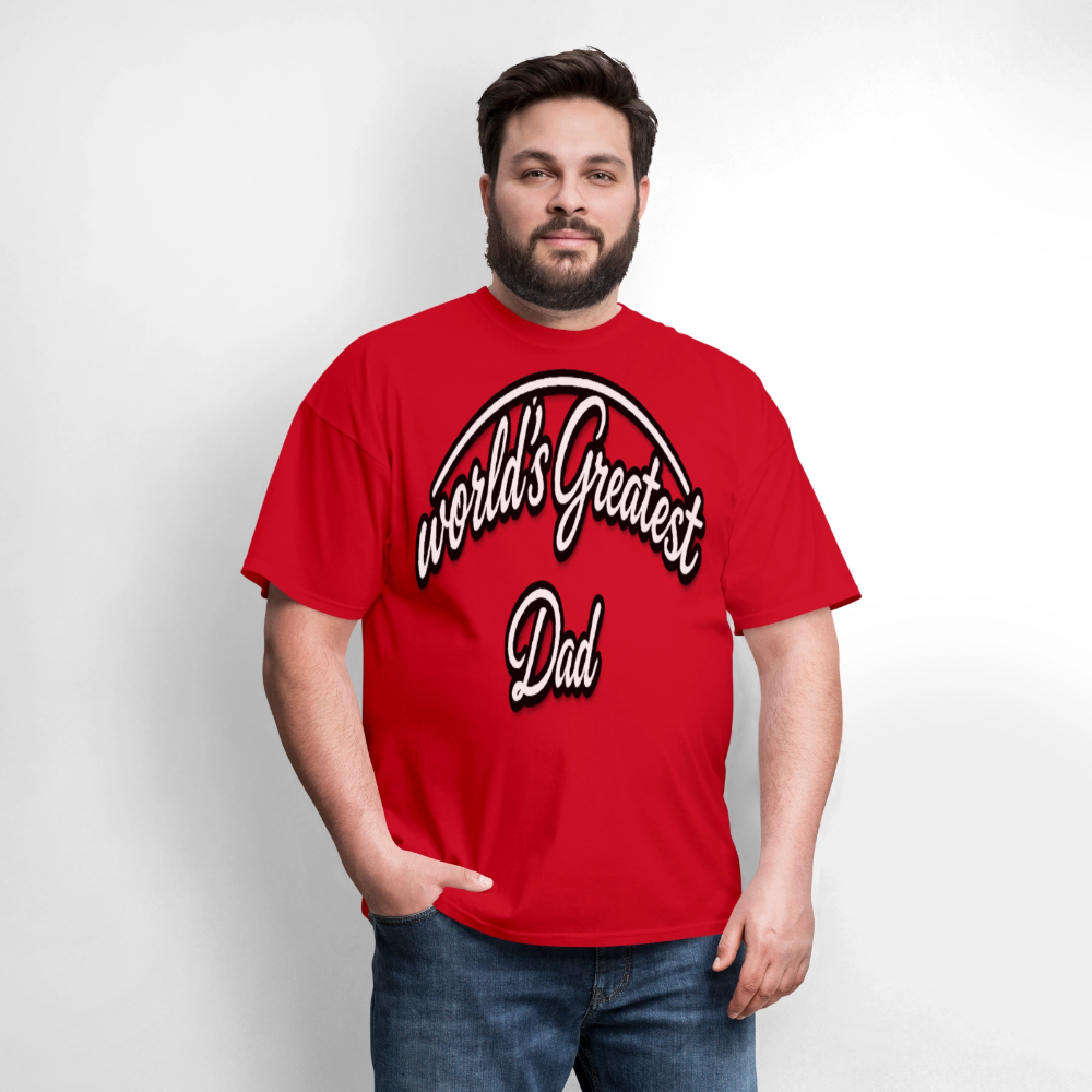 Dad Appreciation T Shirt: Worlds Greatest Dad Script - red
