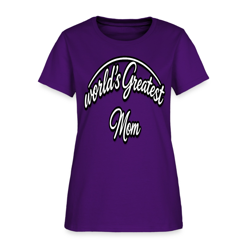 World's Greatest Mom Script Quote Women's T-Shirt - purple