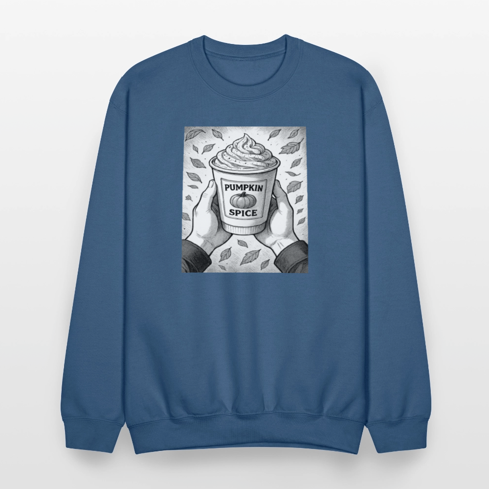 Pumpkin Spice Latte Season Design Crewneck Sweatshirt - indigo blue