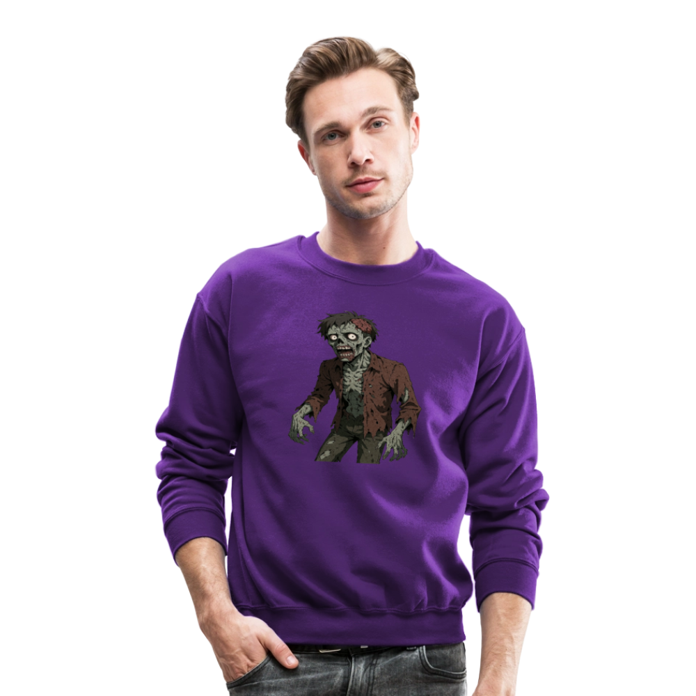 Creepy Zombie Horror Art Crewneck Sweatshirt - purple