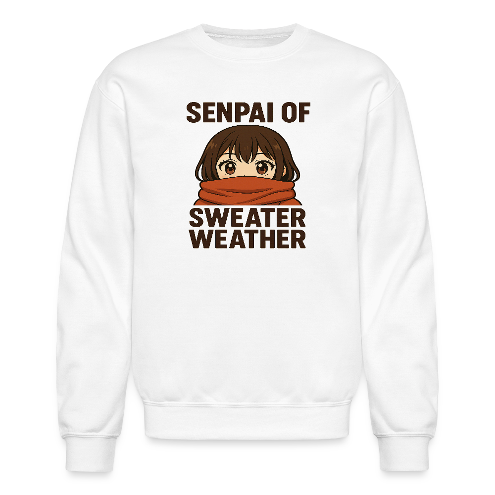 Senpai of Sweater Weather Anime Meme Crewneck Sweatshirt - white