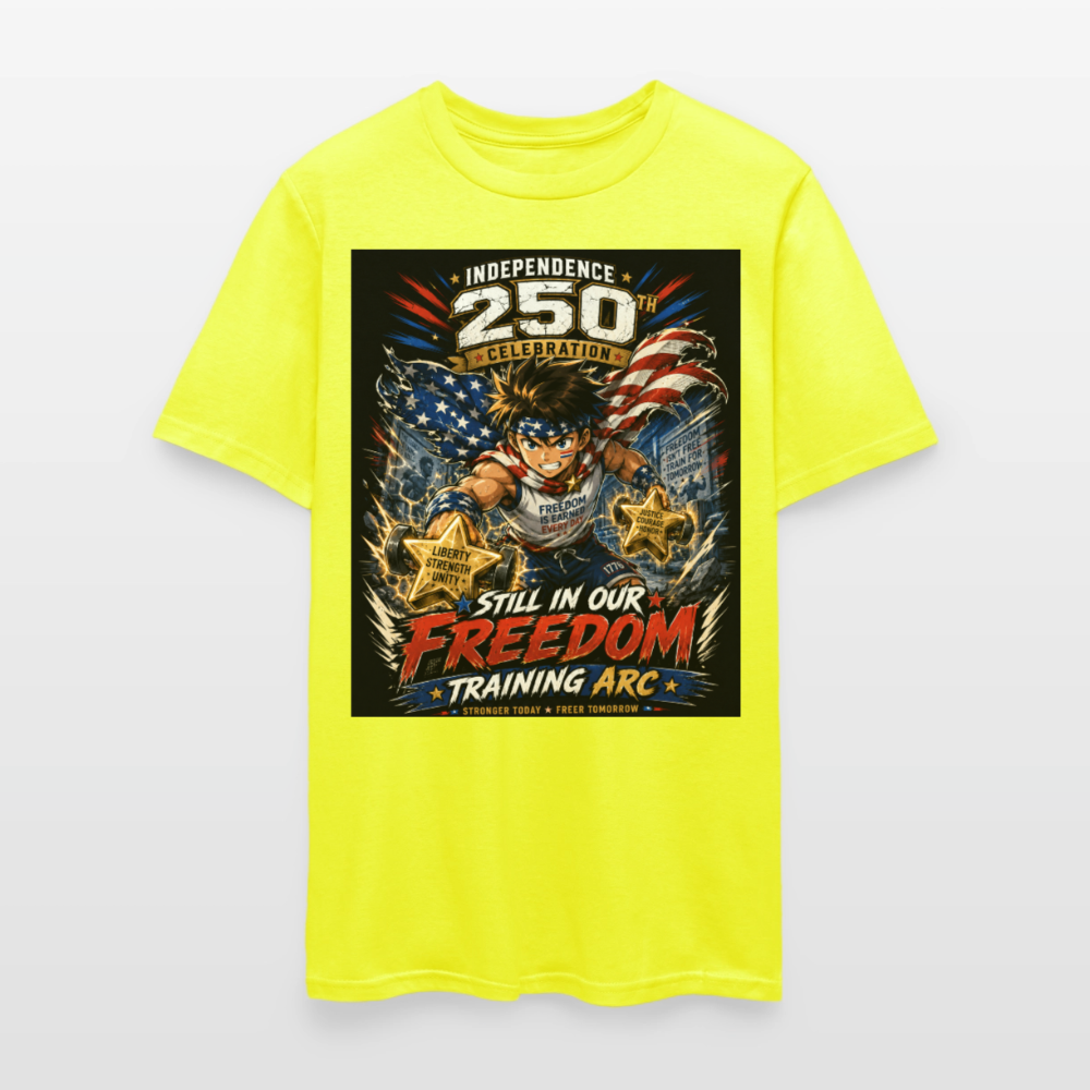 Patriotic T Shirt for July 4th Fans: Anime Hero Graphic - safety green