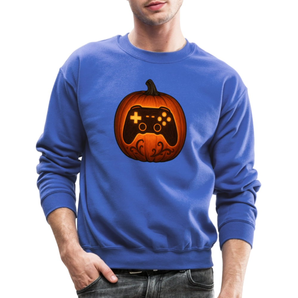 Gaming Controller Jack O Lantern Art Crewneck Sweatshirt - royal blue