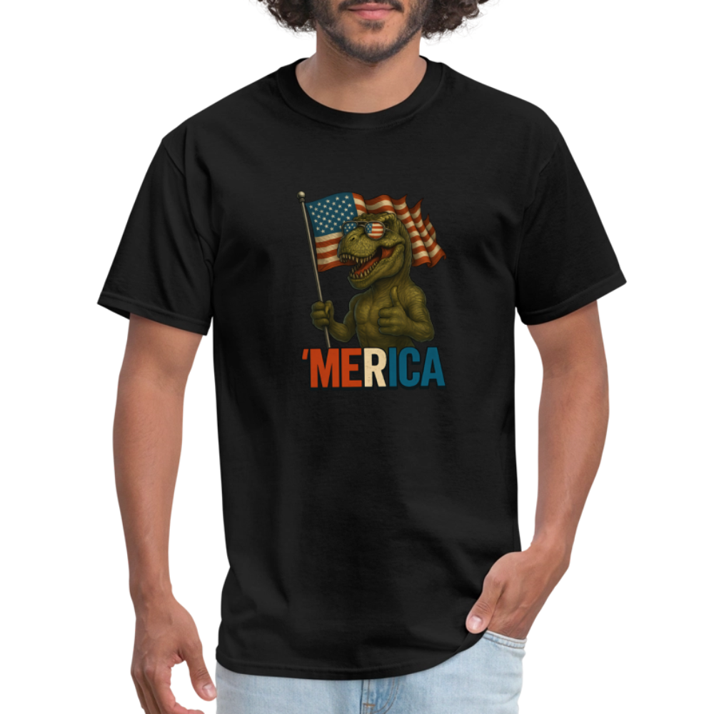 Thumbs Up Merica T Rex 4th of July Funny and Patriotic Unisex Classic T-Shirt - black