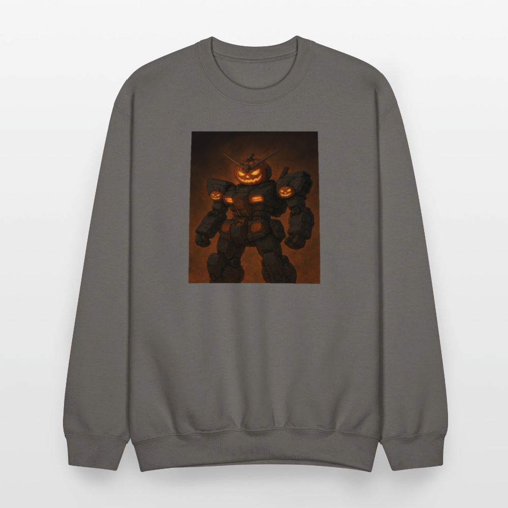 Pumpkin Mech Halloween Robot Crewneck Sweatshirt - asphalt gray