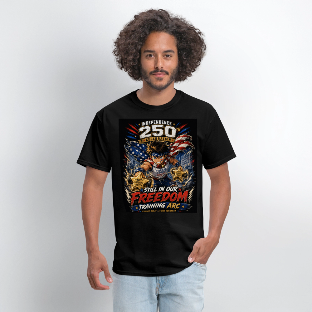 Patriotic T Shirt for July 4th Fans: Anime Hero Graphic - black