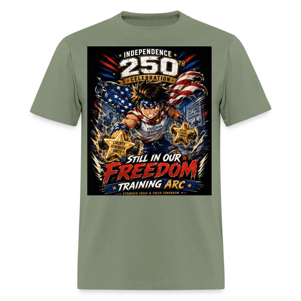 Patriotic T Shirt for July 4th Fans: Anime Hero Graphic - military green