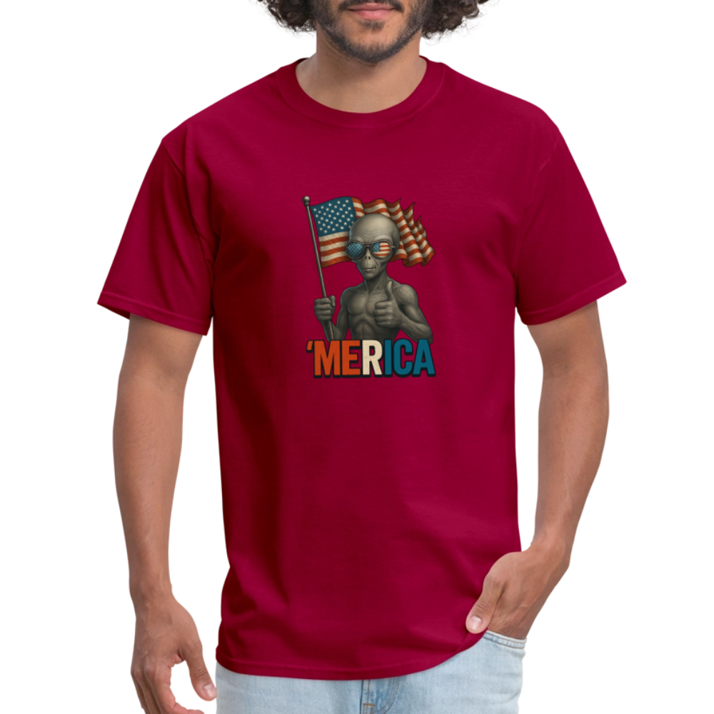 Thumbs Up Merica Alien 4th of July Funny and Patriotic Unisex Classic T-Shirt - dark red