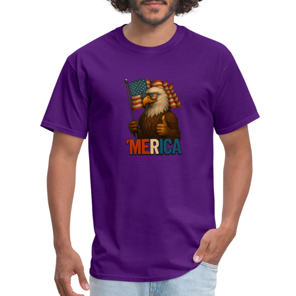 Thumbs Up Merica Eagle 4th of July Funny and Patriotic Unisex Classic T-Shirt - purple