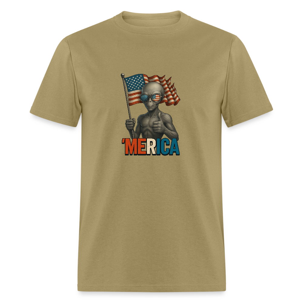 Thumbs Up Merica Alien 4th of July Funny and Patriotic Unisex Classic T-Shirt - khaki