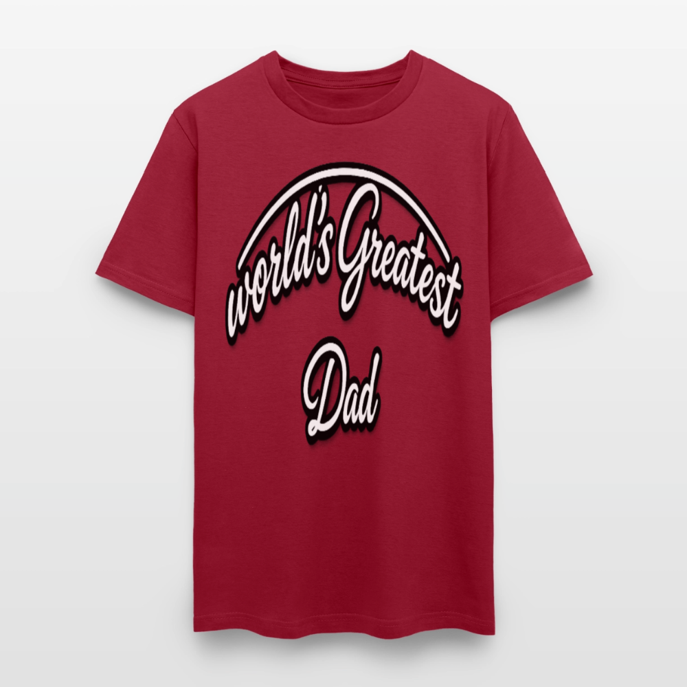 Dad Appreciation T Shirt: Worlds Greatest Dad Script - dark red