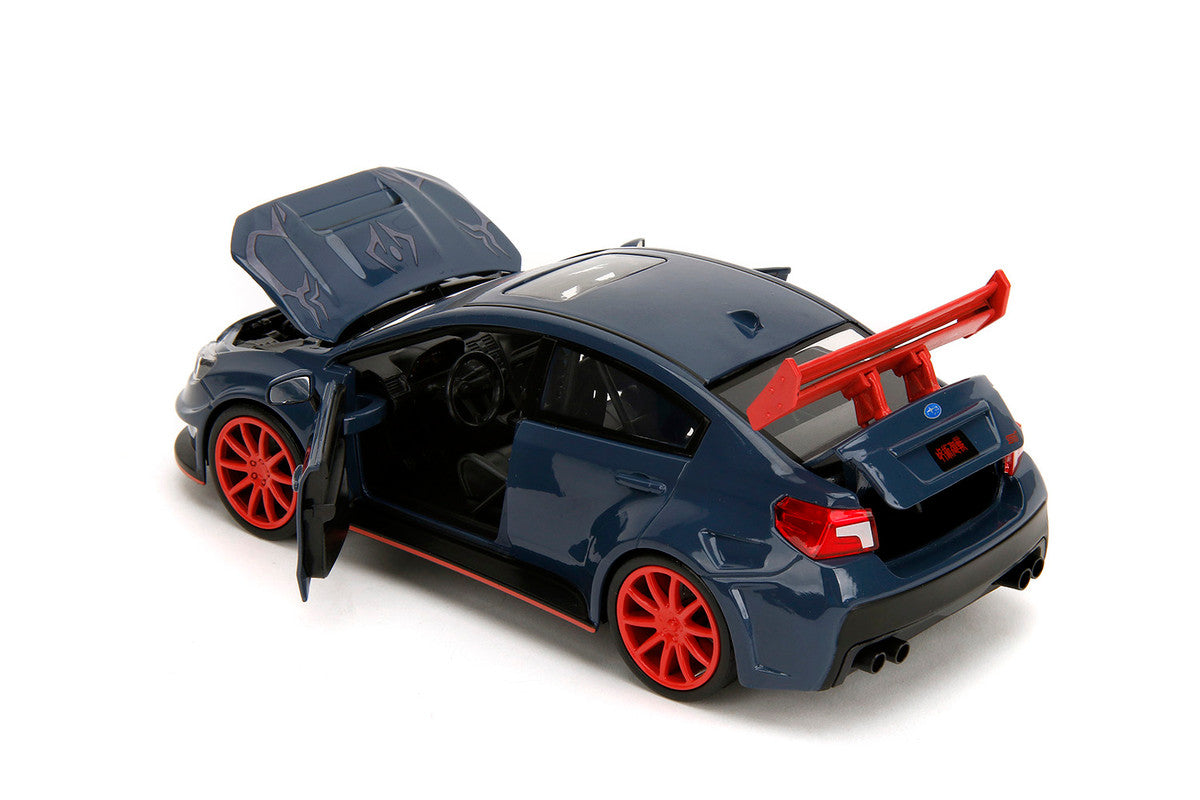 2016 Subaru WRX STI Widebody Dark Blue and Yuji Itadori Diecast Figure "Jujutsu Kaisen" (2020–2023) TV Series "Anime Hollywood Rides" Series 1/24 Diecast Model Car by Jada