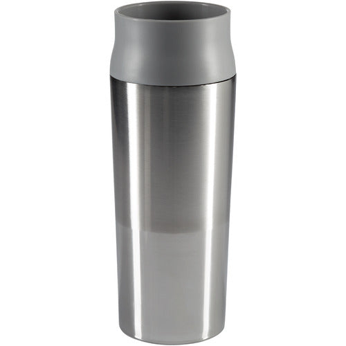 10.14 fl. oz. silver insulated stainless steel mug with screw cap