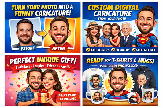 We will create a funny digital caricature from your photo