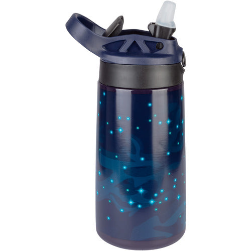 Children's 11.83 fl. oz. stainless steel double wall water bottle with flip-top lid and built in Straw