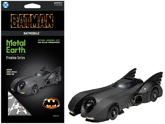 Model Kit 1989 Batmobile Black "Batman" (1989) Movie (Challenging Difficulty) Steel Model by Metal Earth