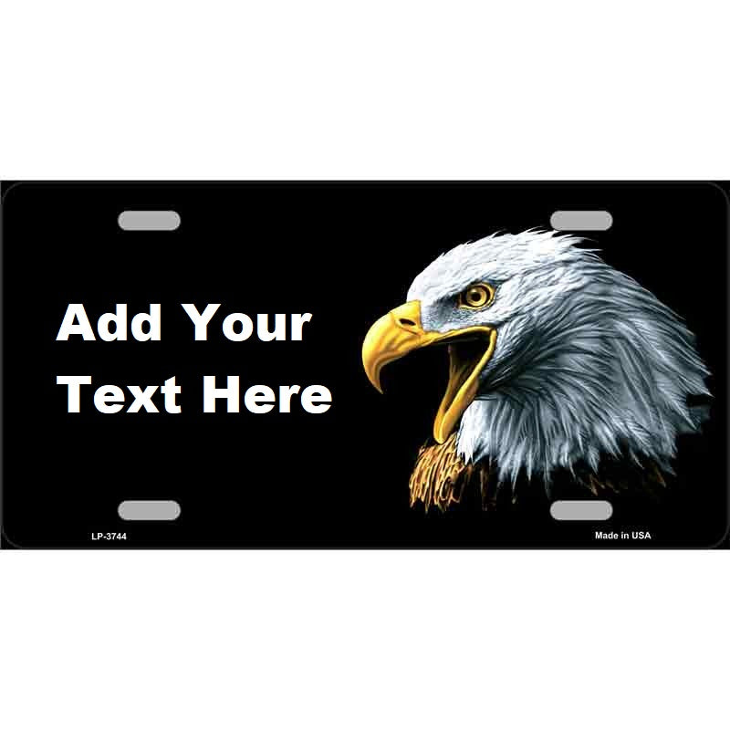 Bald Eagle Offset Novelty Metal License Plate Tag Customize with your own words, texts, name